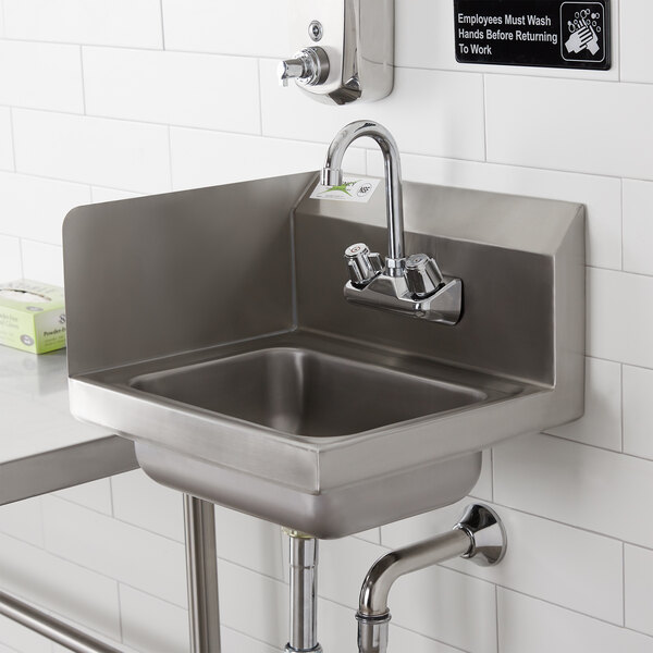 Regency 17" x 15" Wall Mounted Hand Sink with Gooseneck Faucet and Left Side Splash