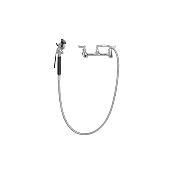 Fisher 71021 Wall Mounted Stainless Steel Utility Spray Faucet with 8" Centers, 60" Hose, Inline