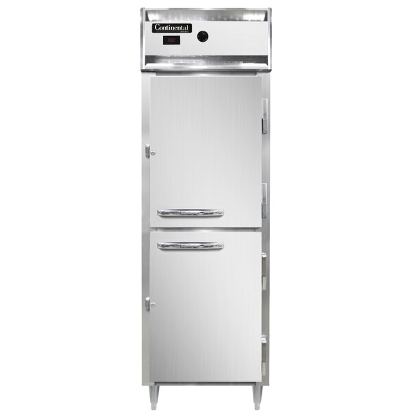 Continental DL1W-SS-HD 26" Half Solid Door Reach-In Heated Holding Cabinet - 1500W
