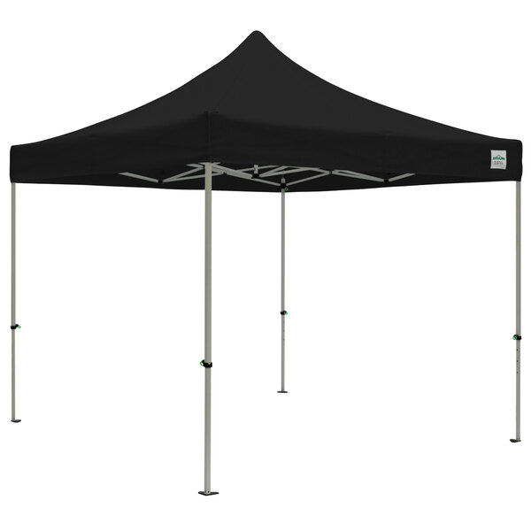A black Caravan Canopy tent with poles on a white background.