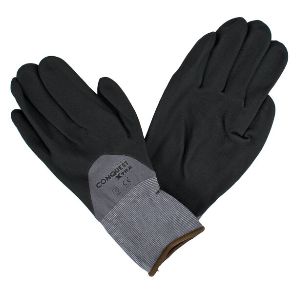 Conquest Xtra Gray Nylon / Spandex Gloves with Black Foam Nitrile