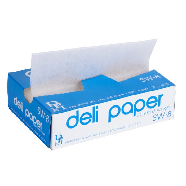 Durable Packaging SW-8 8 x 10 3/4 Interfolded Deli Wrap Wax Paper - 6000/Case