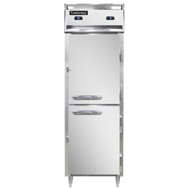 Continental D1RFNSSHD 26" Solid Half Door Dual Temperature Reach-In Refrigerator/Freezer