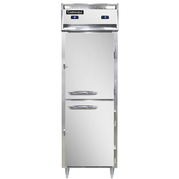 Continental D1RFNHD 26" Solid Half Door Dual Temperature Reach-In Refrigerator/Freezer