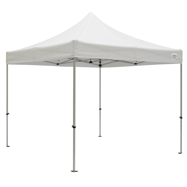 A white Caravan Canopy Displayshade tent with poles.