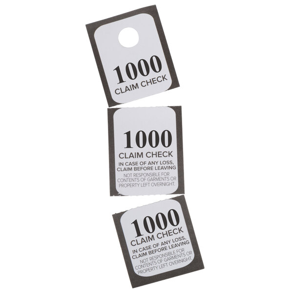 Choice Black 3 Part Paper Coat Room Check Tickets 1000/Box