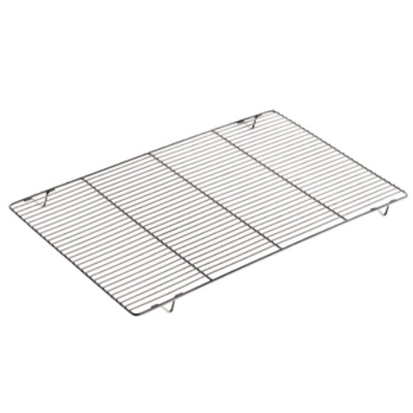 A Matfer Bourgeat stainless steel cooling rack with metal feet and handles.