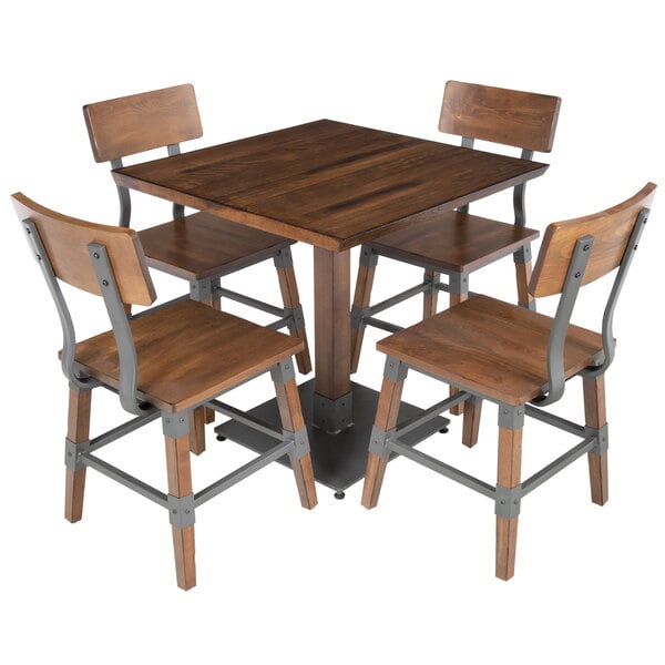 Lancaster Table Seating 30 Square, Walnut And Grey Dining Table Chairs