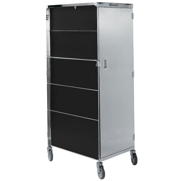 Lakeside 642B Compact Series Single Door Stainless Steel / Black Vinyl Tray Cart for 14" x 18" Trays - 20 Tray Capacity