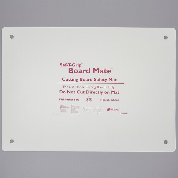 San Jamar CBM1622 SafTGrip BoardMate 22" x 16" White Cutting Board Mat