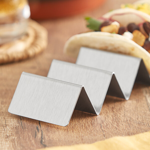 Choice 6 5/8" x 2" x 1" Stainless Steel Mini Taco Holder with 4 or 5 Compartments