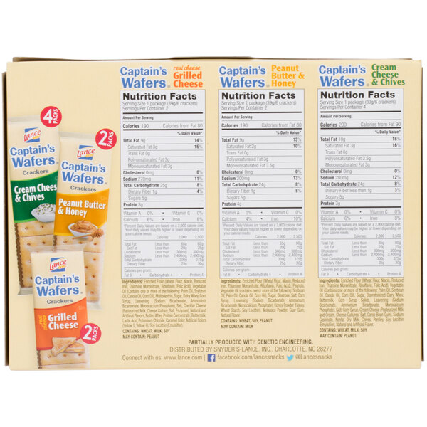Lance Captain's Wafers Sandwich Crackers 8 Count Variety Pack 14/Case