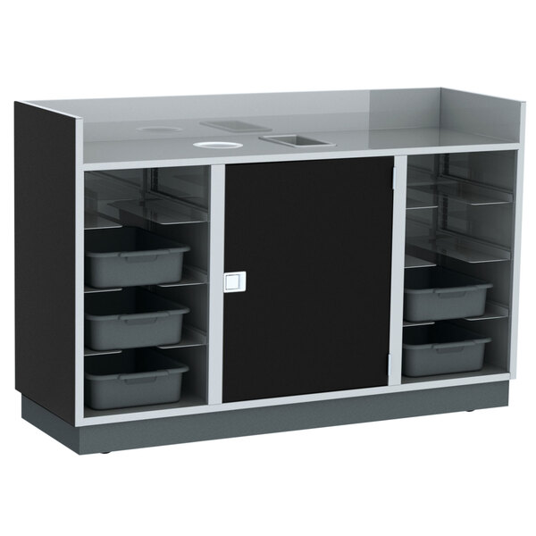 Lakeside 4618B 69 3/4" Black Laminate 8 Tub Mobile Bussing / Waitress