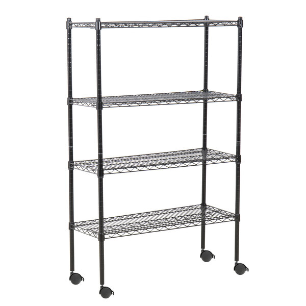 Black Wire Shelving Unit, Metal Shelving With Casters