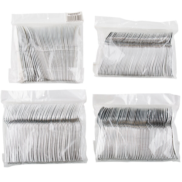 Visions Silver Heavy Weight Plastic Basic Cutlery Set with Soup Spoons