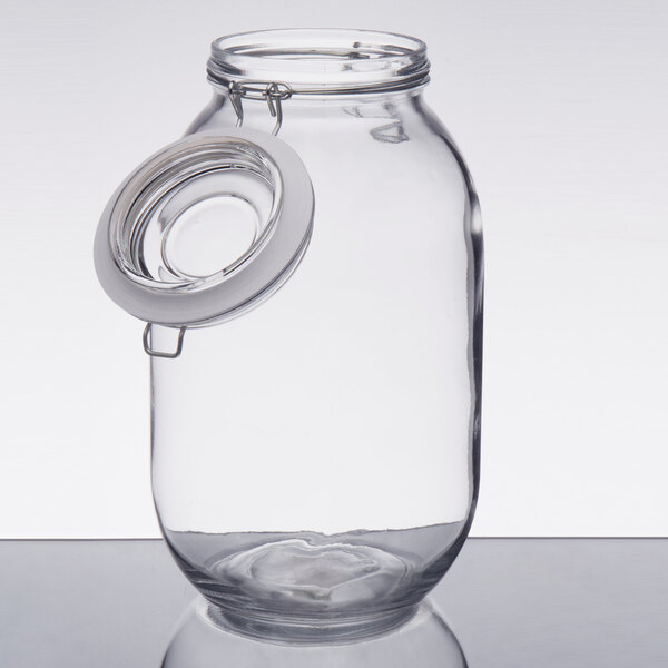Choice 105 oz. Hinge Top Glass Storage Jar