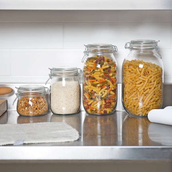 Choice 105 oz. Hinge Top Glass Storage Jar