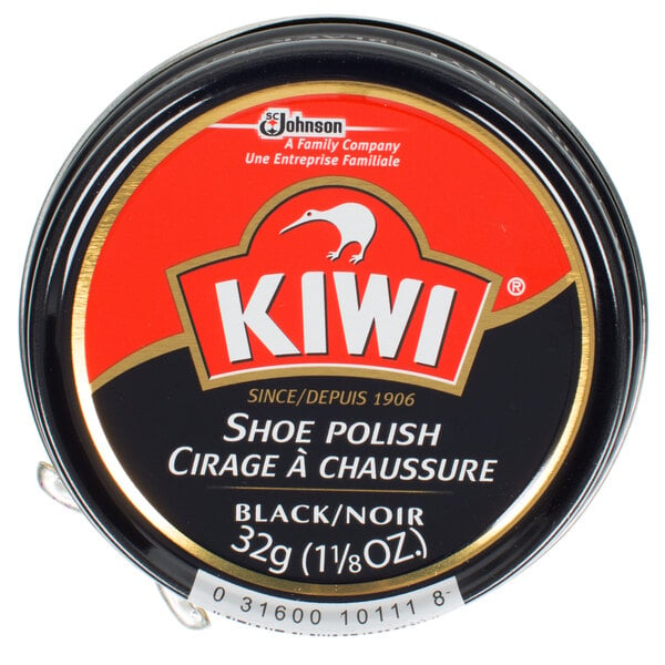 A package of Kiwi black shoe polish.