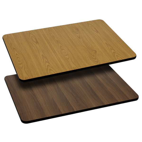 Flash Furniture XU-WNT-2430-GG 24" x 30" Natural / Walnut Reversible Laminated Rectangular Table Top