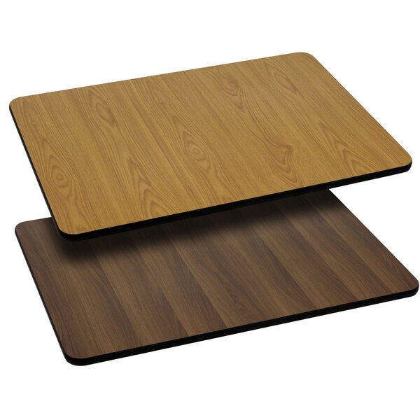 Flash Furniture XU-WNT-3060-GG 30" x 60" Natural / Walnut Reversible Laminated Rectangular Table Top