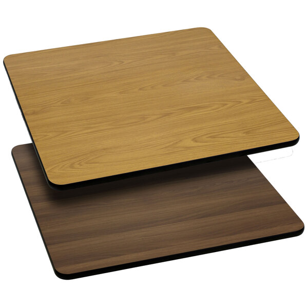 Flash Furniture XU-WNT-3030-GG 30" x 30" Natural / Walnut Reversible Laminated Square Table Top