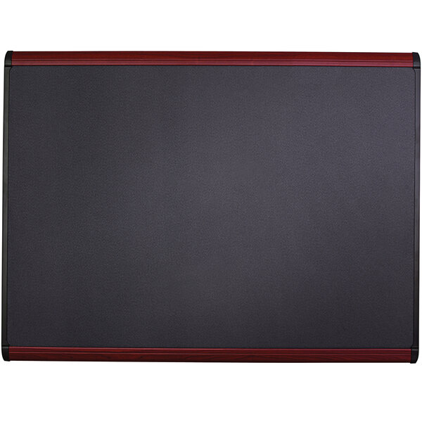 A black board with a red trim.