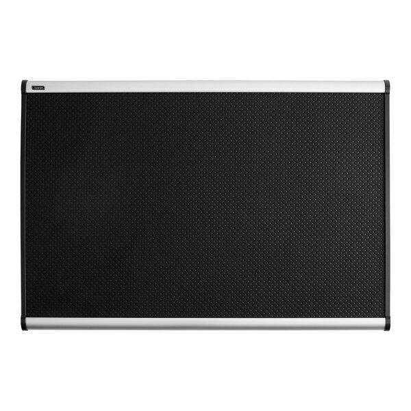 Quartet Black Embossed Foam Bulletin Board with Silver Aluminum Frame