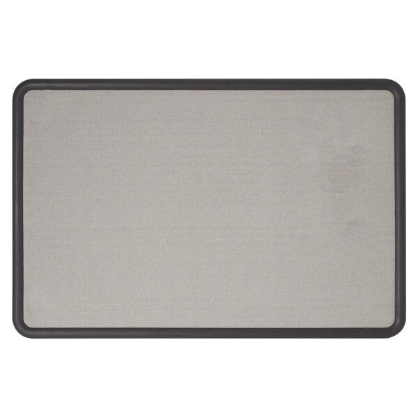 A grey rectangular board with black trim.