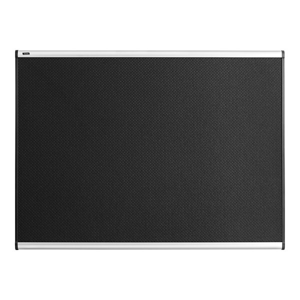 Quartet B344A 36" x 48" Black Embossed Foam Bulletin Board with Silver Aluminum Frame