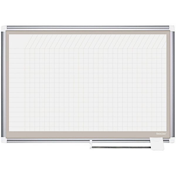 A MasterVision whiteboard with a gridded surface.