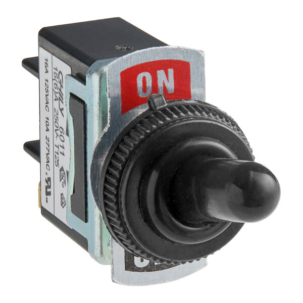 A black and silver toggle switch labeled 'ON' for use with Avantco toggle control strip warmers.