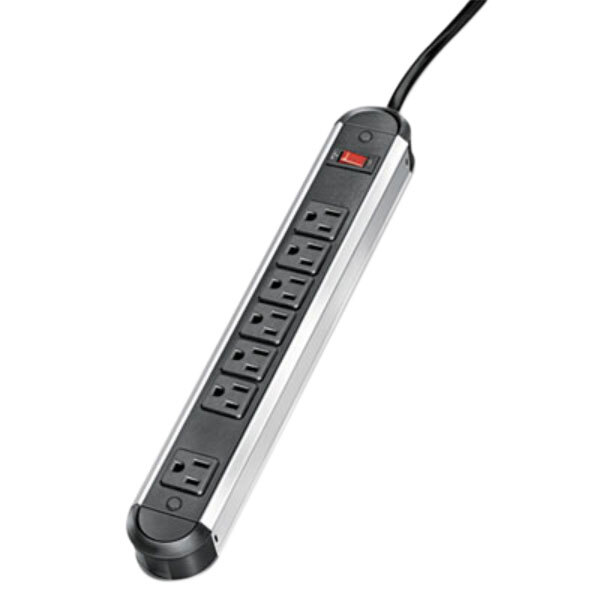 Fellowes 99089 12' Black / Silver 7Outlet Metal Power Strip 125V