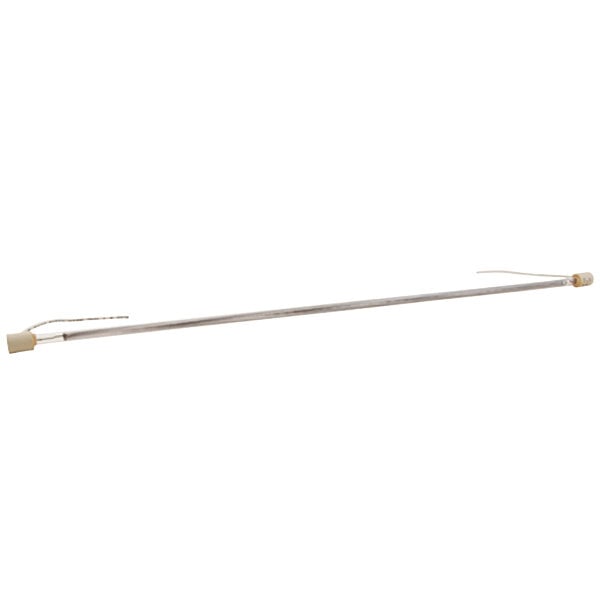 A metal rod with a white cap on one end.