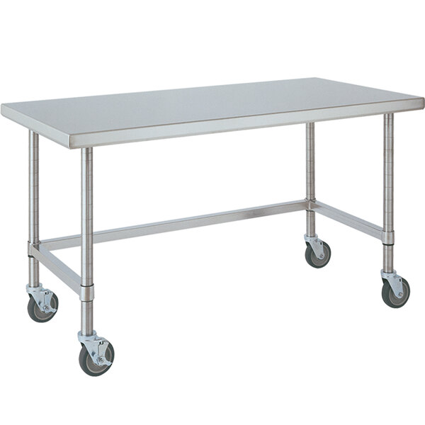 14 Gauge Metro MWT307US 30" x 72" HD Super Open Base Stainless Steel Mobile Work Table