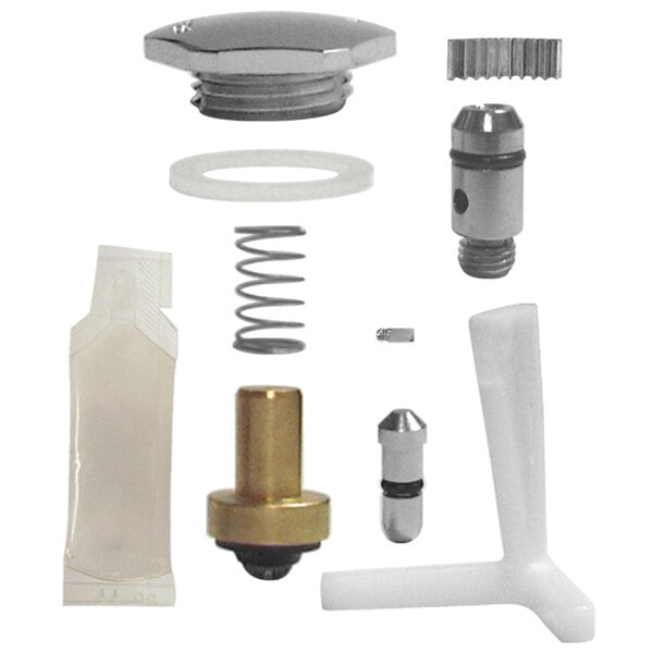 A Fisher glass filler repair kit with a metal cylinder and black and white parts.