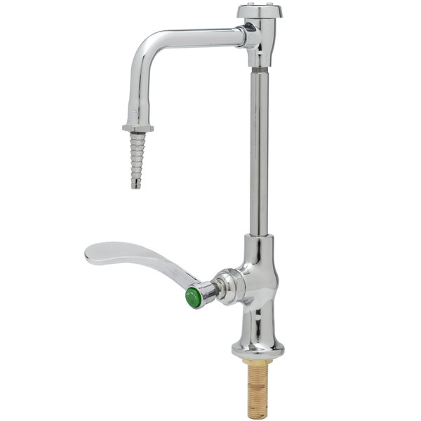 T&S BL-5707-01CRWH4 Deck Mounted Laboratory Faucet with 6" Swivel Nozzle, Vacuum Breaker, Serrated Tip, Cerama Cartridge, and 4" Wrist Handle
