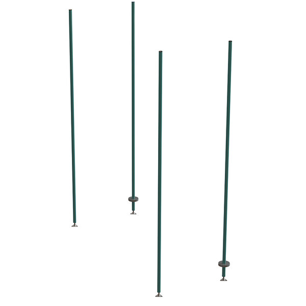 A group of green Metro BTEK3 qwikTRAK poles with a white background.