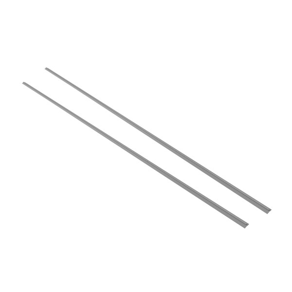 A pair of long metal rods from a Metro qwikTRAK floor track shelving system.