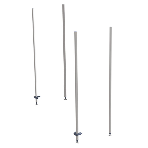 A group of MetroMax Q metal poles with a white background.