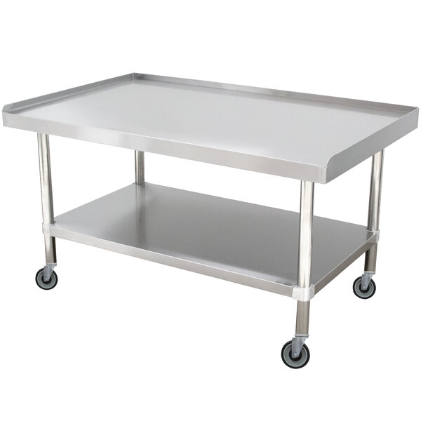 Advance Tabco ES-302C 30" x 24" Stainless Steel Equipment Stand with Stainless Steel Undershelf and Casters