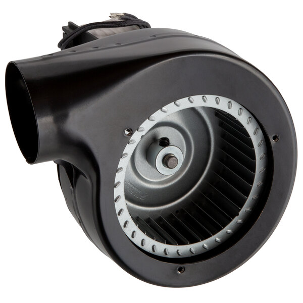 A black and silver Cooking Performance Group blower motor.