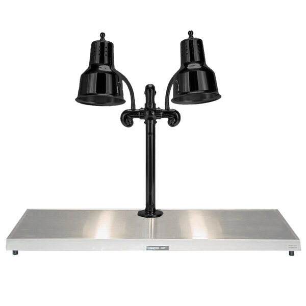 Hanson Heat Lamps DLM/HB/B/2036 Dual Bulb 20" x 36" Black Carving Station with Heated Stainless Steel Base - 220V