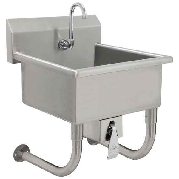 Advance Tabco FS-WM-2721KV 14-Gauge Hand Sink with 8" Deep Bowl and Knee Operated Faucet - 27" x 21 1/2"