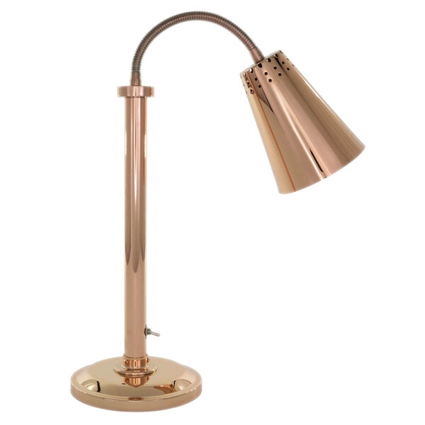 A Hanson Heat Lamps copper lamp with a metal tube.
