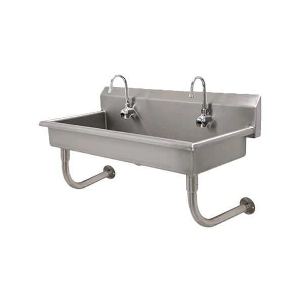 Advance Tabco FS-WM-80-EFADA 14-Gauge Multi-Station Hand Sink with 5" Deep Bowl and 4 Electronic Faucets - 80" x 19 1/2"