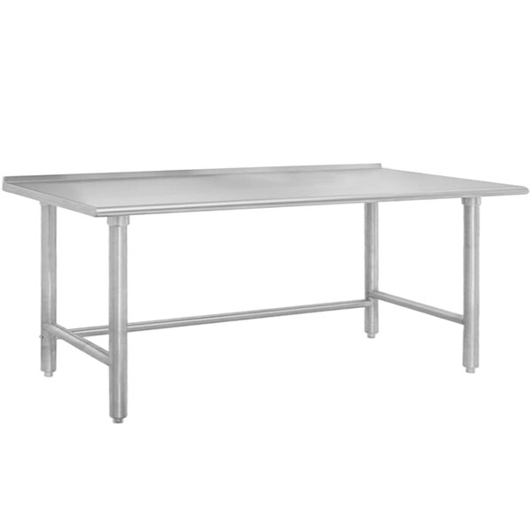 Advance Tabco TFLAG-246 24" x 72" 16-Gauge 430 Stainless Steel Economy Work Table with 1 1/2" Backsplash and Galvanized Legs