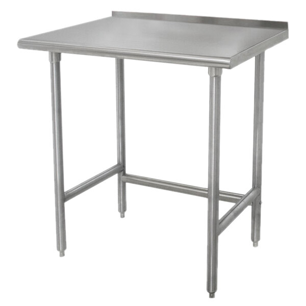 Advance Tabco TFLAG-242 24" x 24" 16-Gauge 430 Stainless Steel Economy Work Table with 1 1/2" Backsplash and Galvanized Legs