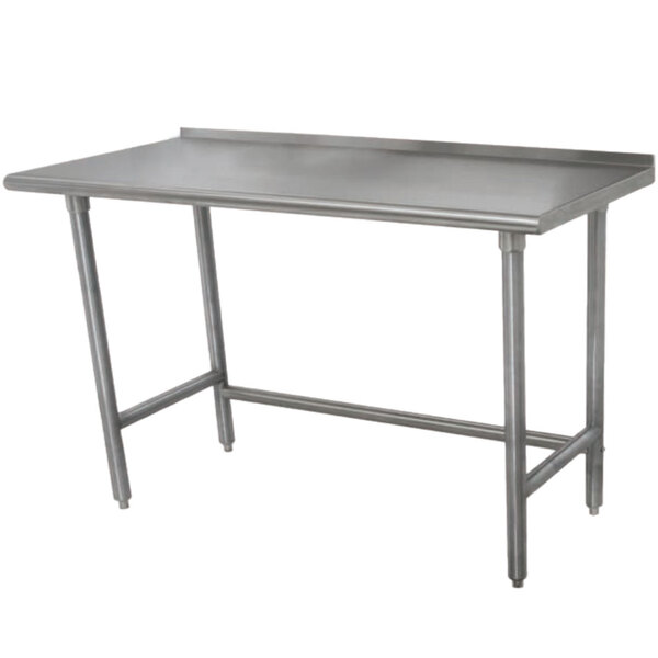 Advance Tabco TFLAG-304 30" x 48" 16-Gauge 430 Stainless Steel Economy Work Table with 1 1/2" Backsplash and Galvanized Legs