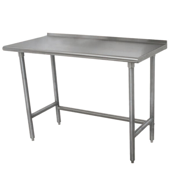 Advance Tabco TFMSLAG-240 24" x 30" 16-Gauge 304 Stainless Steel Heavy-Duty Work Table with 1 1/2" Backsplash