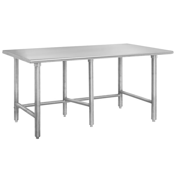 Advance Tabco TFLAG-248 24" x 96" 16-Gauge 430 Stainless Steel Economy Work Table with 1 1/2" Backsplash and Galvanized Legs